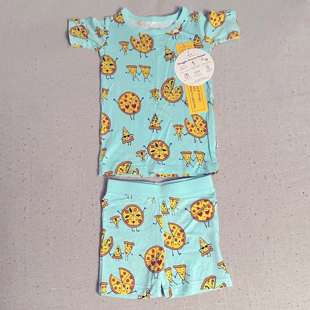 NWT Little Sleepies PJ Short Set Pizza Pals, Sz 18-24 mos.